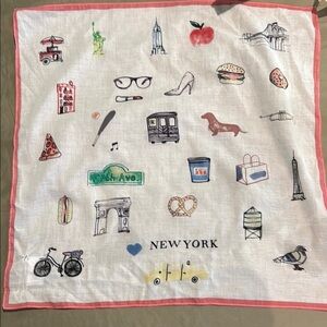 J. Crew White and Pink Bicycle Scarf